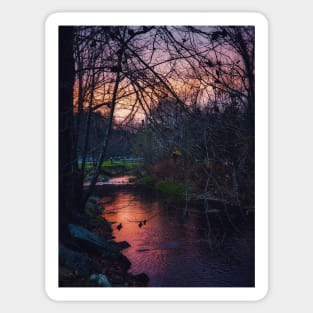 Sunset On the Bakersville Creekwalk Sticker